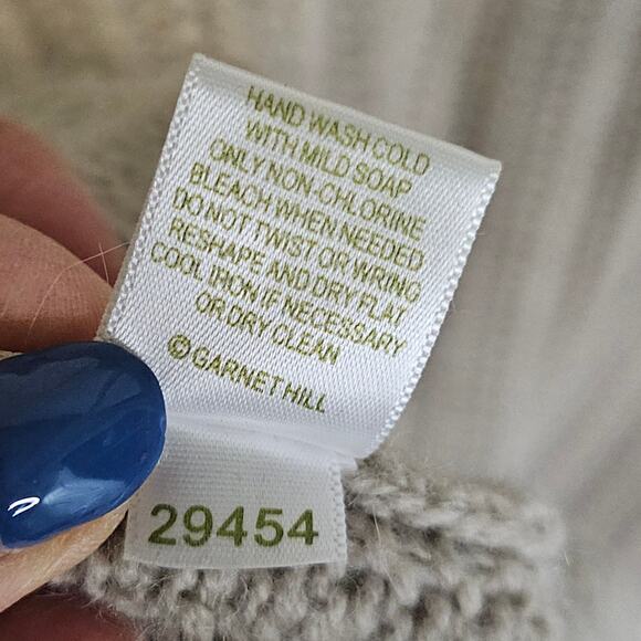 Garnet Hill Sm Ws Oatmeal Tan knit Lambwool Angora Blend turtleneck sweater Warm - Picture 12 of 12